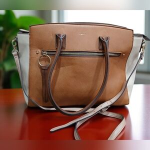 Aldo Cognac Tan Cream Neutral Satchel Shoulder Bag Purse Womans Hobo